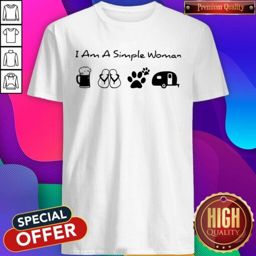 I’m A Simple Woman Beer Flip Flop Dog Paw And Camping Shirt