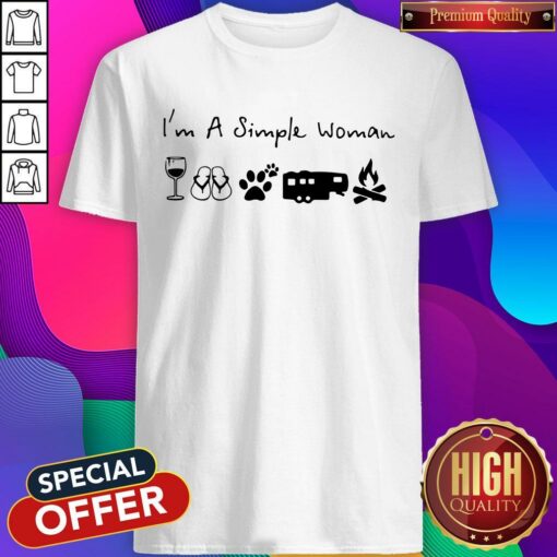 I’m A Simple Woman Wine Flip Flop Dog Paw Camping And Campfire Shirt