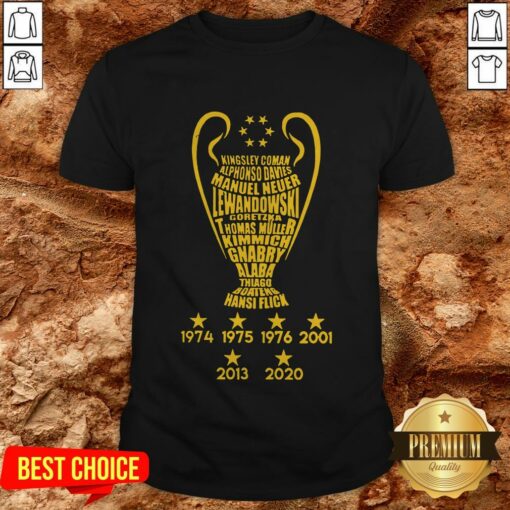 Kingsley Coman Alphonso Davies Manuel Neuer Lewandowski Goretzka Thomas Muller Kimmich Gnabry Alaba Thiago Boateng Mansi Flick 1974 1975 1976 2002 2013 2020 Shirt