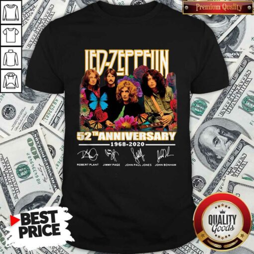 Led Zeppelin Butterfly 52 Anniversary 1968-2020 Signatures Shirt
