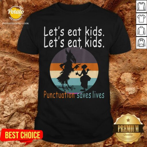 Lets Eat Kids Punctuation Saves Lives Teacher Halloween Vintage Retro Shirt