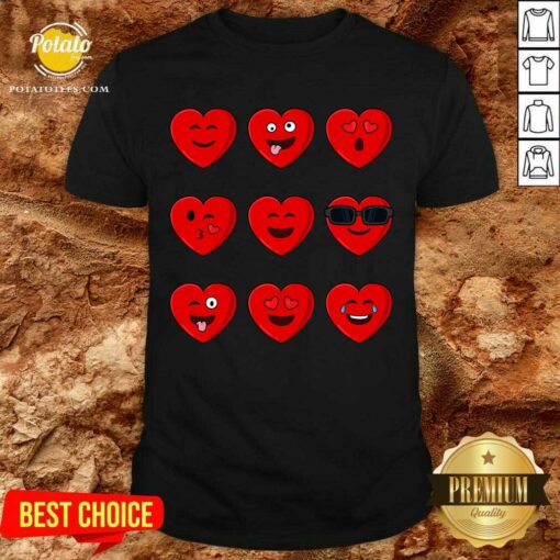 Nice Heart Emojis Valentines Day Funny Emoticons Boys Girls Kids Shirt