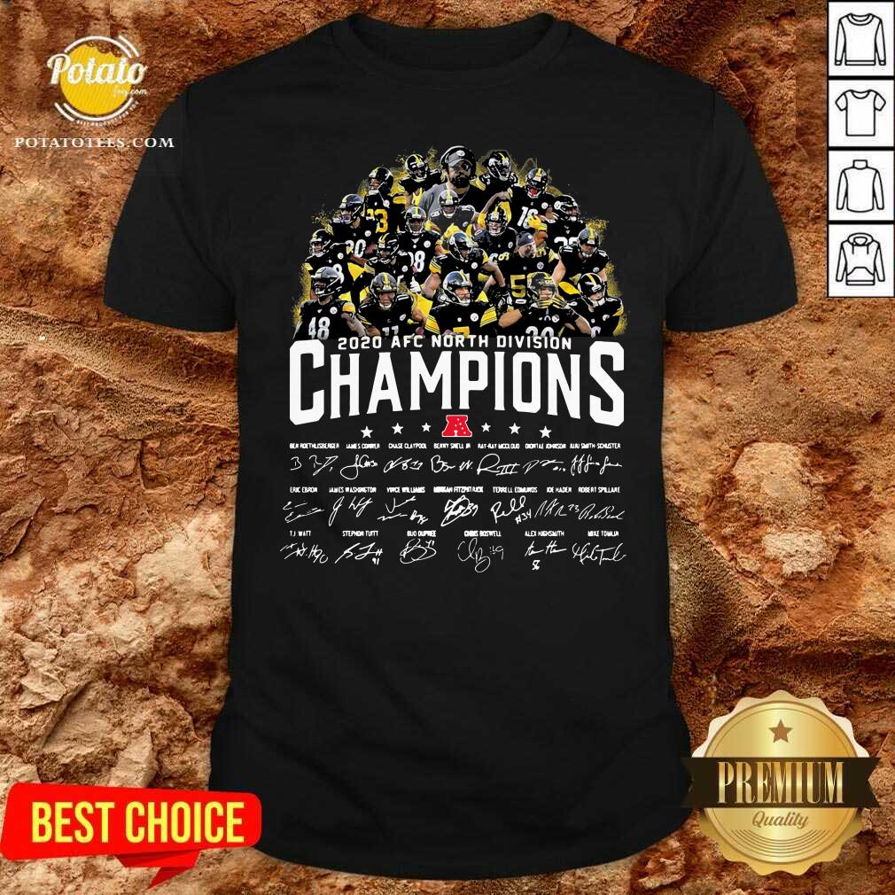 Nice Pittsburgh Steelers 2020 AFC North Division Champion Signatures Shirt Nice Pittsburgh Steelers 2020 AFC North Division Champion Signatures Shirt