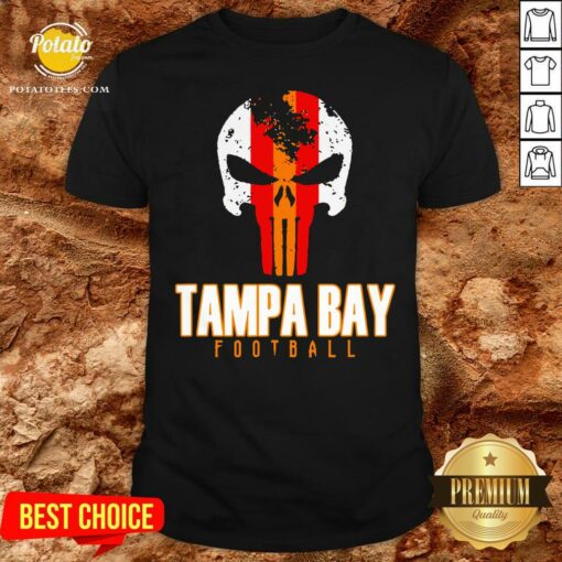 Nice Tampa Bay Varsity Style Retro Football Skull Shirt