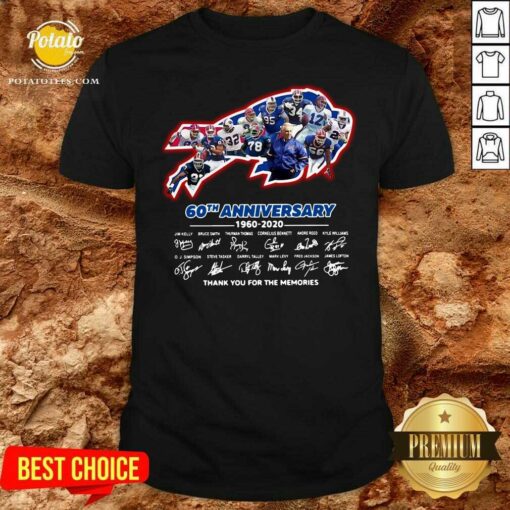 Official Buffalo Bills 60th Anniversary 1960-2020 Thank You For The Memories Signatures Shirt