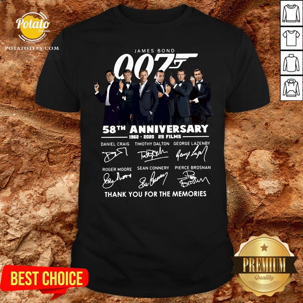Official James Bond 007 58th Anniversary 1962 2020 2s Films Thank You For The Memories Signatures Shirt Official James Bond 007 58th Anniversary 1962 2020 2s Films Thank You For The Memories Signatures Shirt