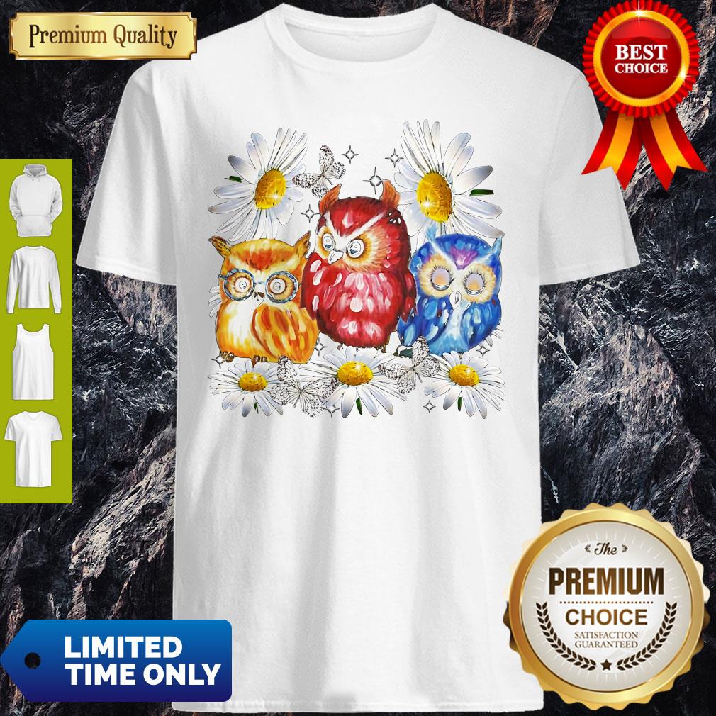 Official Owl And Daisy Flower Shirt Official Owl And Daisy Flower Shirt