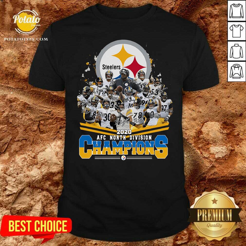 Official Pittsburgh Steelers 2020 AFC North Division Champion Signatures Shirt Official Pittsburgh Steelers 2020 AFC North Division Champion Signatures Shirt