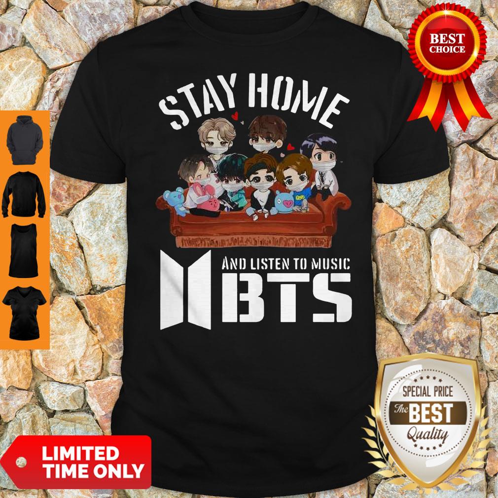 Official Stay Home And Listen To Music BTS Coronavirus Shirt Official Stay Home And Listen To Music BTS Coronavirus Shirt