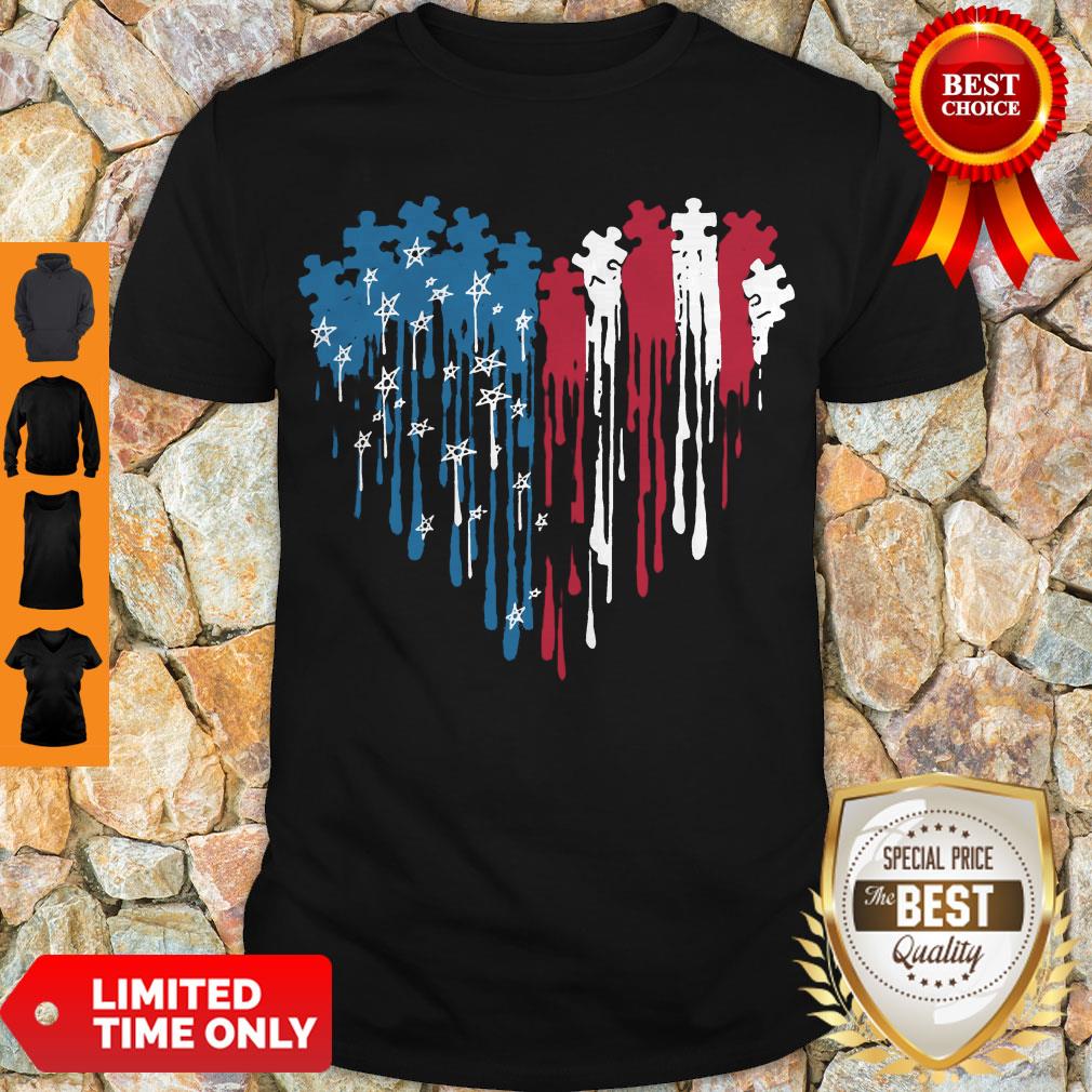 Perfect Autism Heart American Flag Veteran Independence Day Shirt Perfect Autism Heart American Flag Veteran Independence Day Shirt