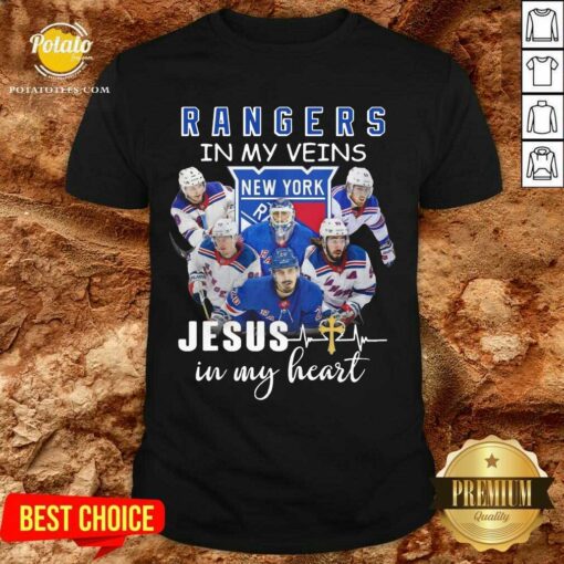 Premium New York Rangers In My Veins Jesus In My Heart Shirt