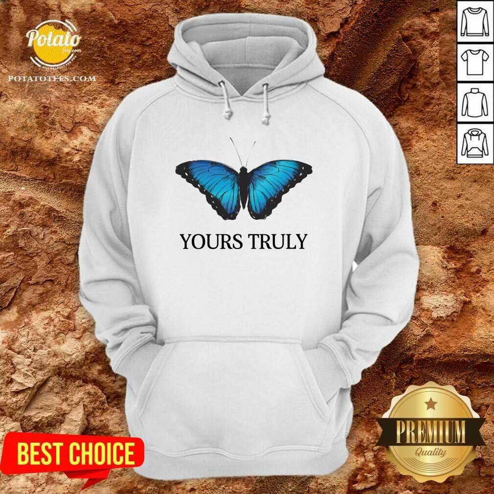 Pretty Phora Merch Yours Truly Blue Butterfly White Shirt Pretty Phora Merch Yours Truly Blue Butterfly White Shirt