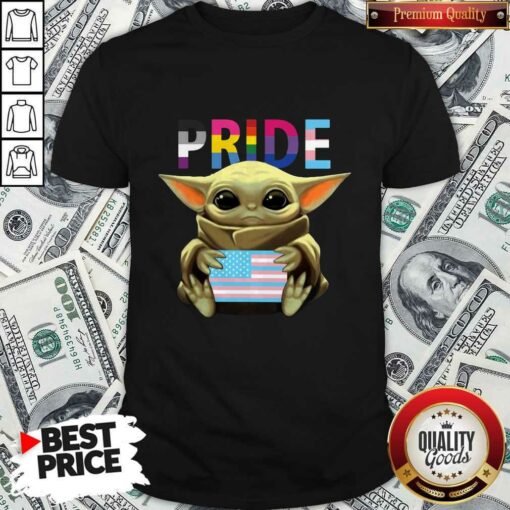Pride Baby Yoda Hug American Flag Shirt