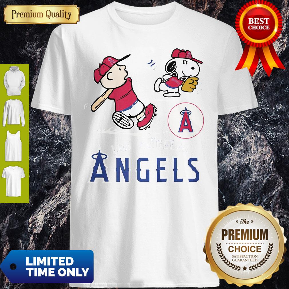 Snoopy And Charlie Brown Playing Baseball Los Angeles Angels Shirt Snoopy And Charlie Brown Playing Baseball Los Angeles Angels Shirt