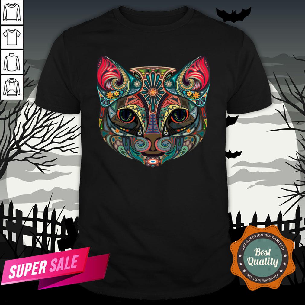 Sugar Skull Cat Kitten Flower Cat Halloween Dia De Muertos Shirt Sugar Skull Cat Kitten Flower Cat Halloween Dia De Muertos Shirt