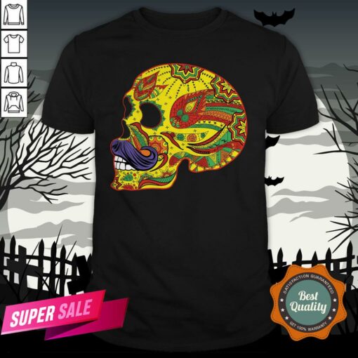 Sugar Skull Mustache – Cinco De Mayo Day Dead T-Shirt