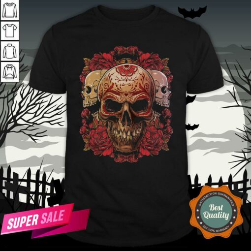 Sugar Skull Roses Day Of The Dead Dia De Muertos Shirt