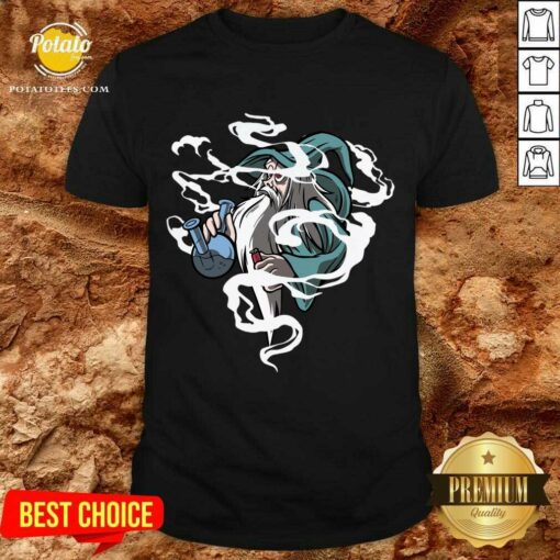 Top Cartoon Wizard Smoking Bong Shirt