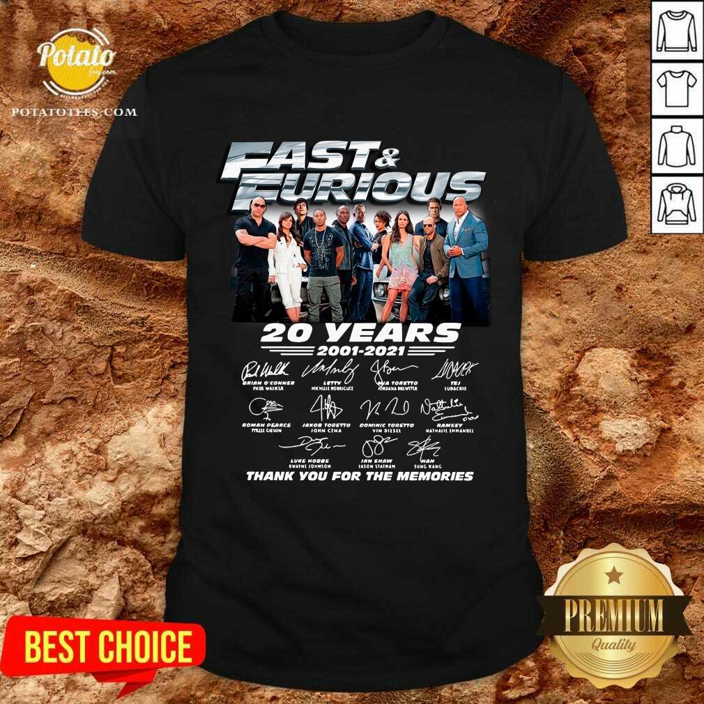 Top Fast And Furious 20 Years 2001-2021 Thank You For The Memories Signatures Shirt Top Fast And Furious 20 Years 2001-2021 Thank You For The Memories Signatures Shirt