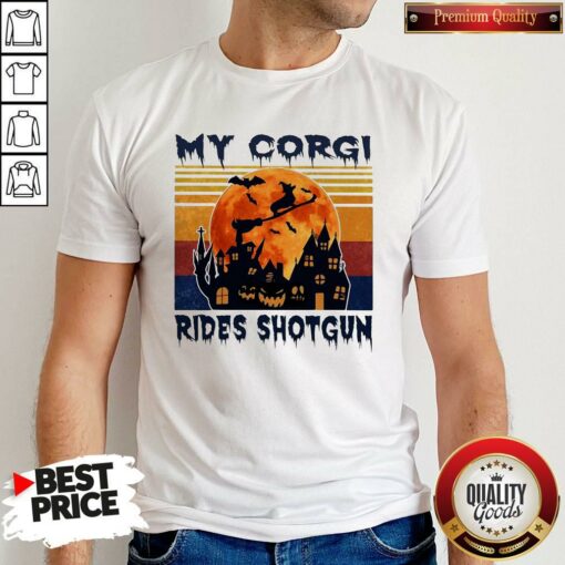 Top Halloween My Corgi Rides Shotgun Vintage Retro Shirt