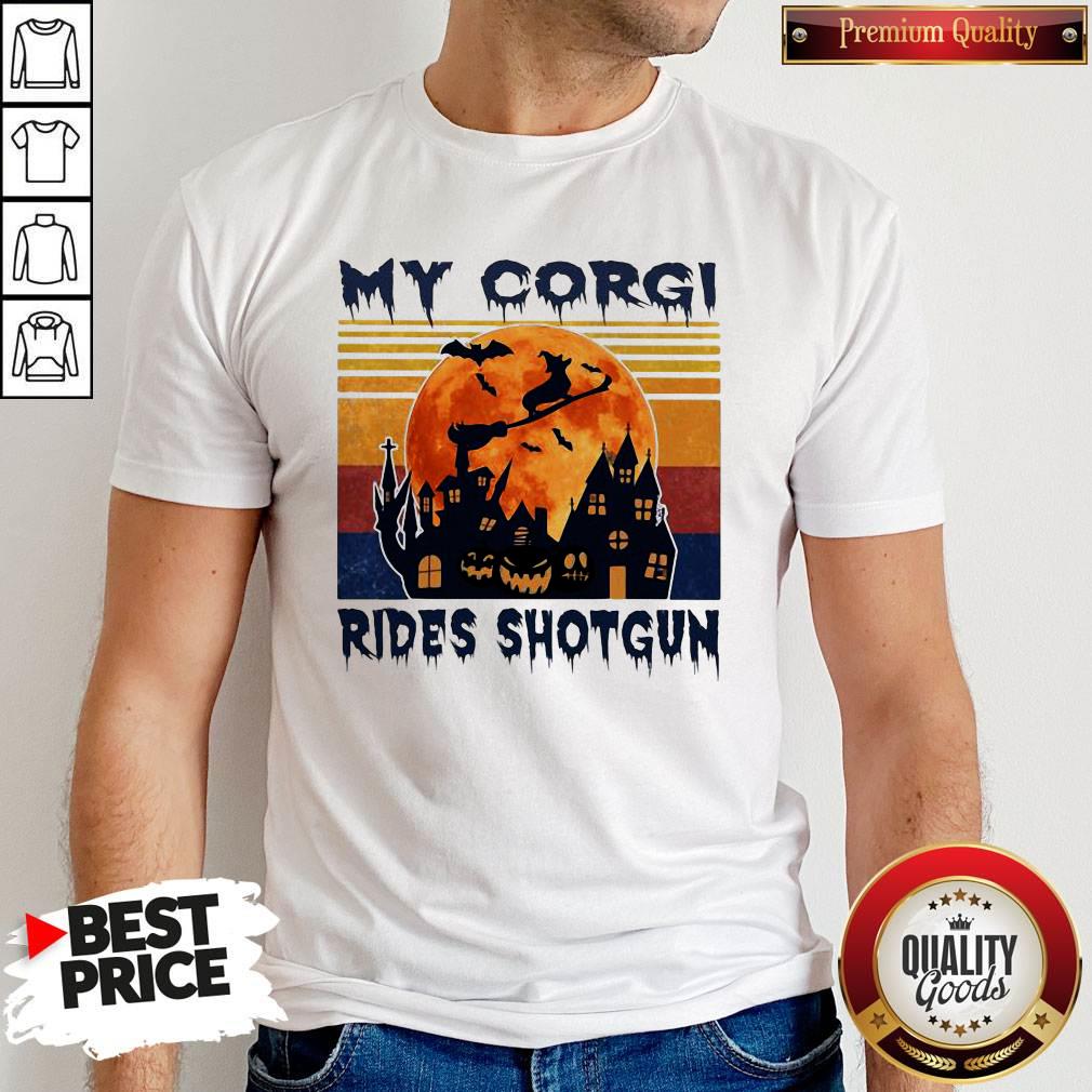 Top Halloween My Corgi Rides Shotgun Vintage Retro Shirt Top Halloween My Corgi Rides Shotgun Vintage Retro Shirt