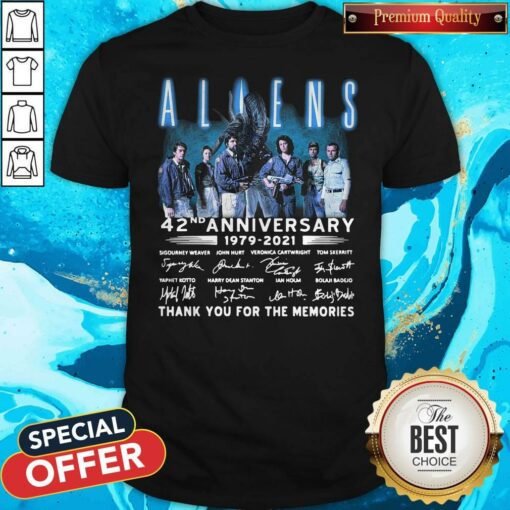Aliens 42nd Anniversary 1979-2021 Signatures Thank You For The Memories Shirt