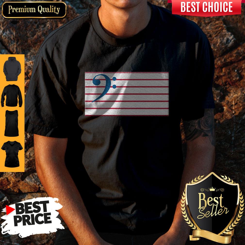 Bass Guitar Clef Flag Embroidered Shirt Bass Guitar Clef Flag Embroidered Shirt