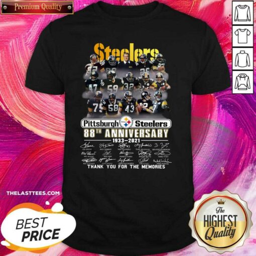 Cute Pittsburgh Steelers 88th Anniversary Thank You For The Memories Signatures Shirt