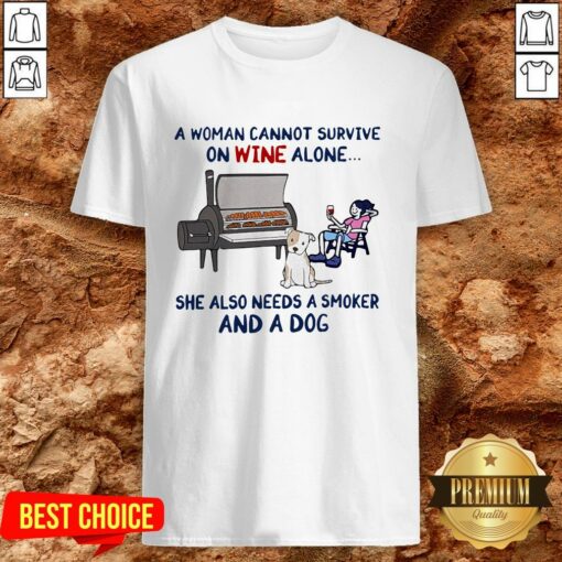 Cute Woman Wine Dog Smoker Shirt