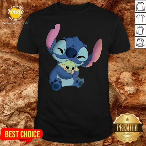 Disney Stitch Hugs Baby Yoda Shirt