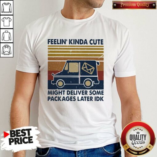 Feelin Kinda Cute Might Deliver Some Packages Later Idk Vintage Shirt