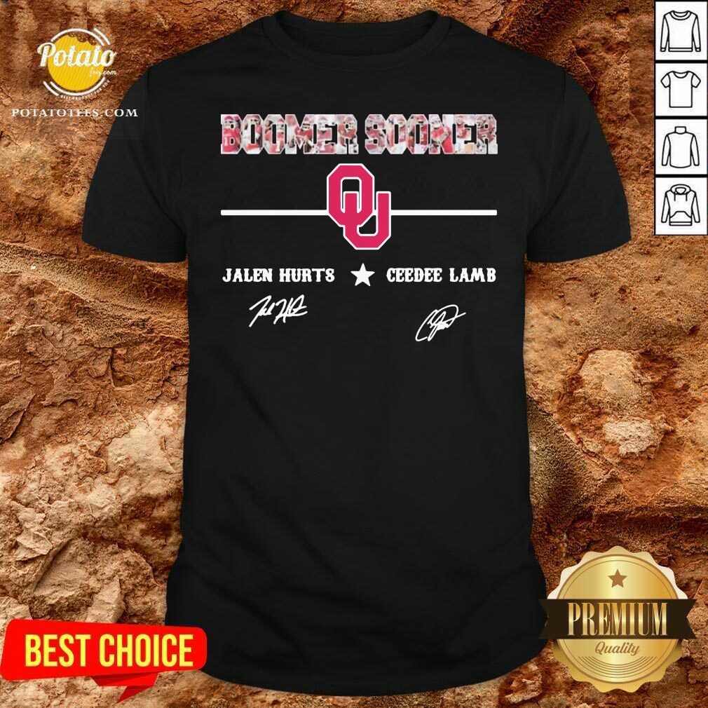 Funny Oklahoma Sooners Jalen Hurts And Ceedee Lamb Signatures Shirt Funny Oklahoma Sooners Jalen Hurts And Ceedee Lamb Signatures Shirt