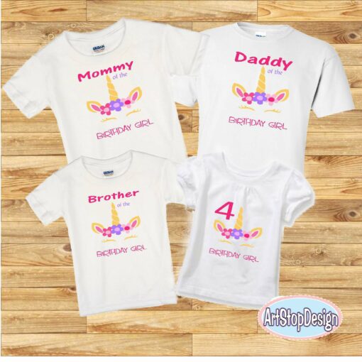 Unicorn Birthday Family Shirts