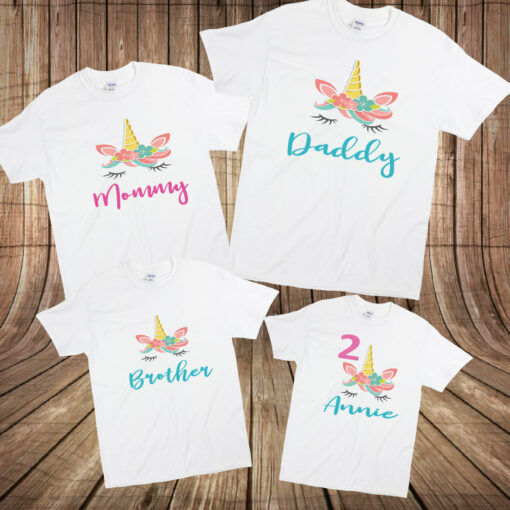 Unicorn Birthday Family Tee