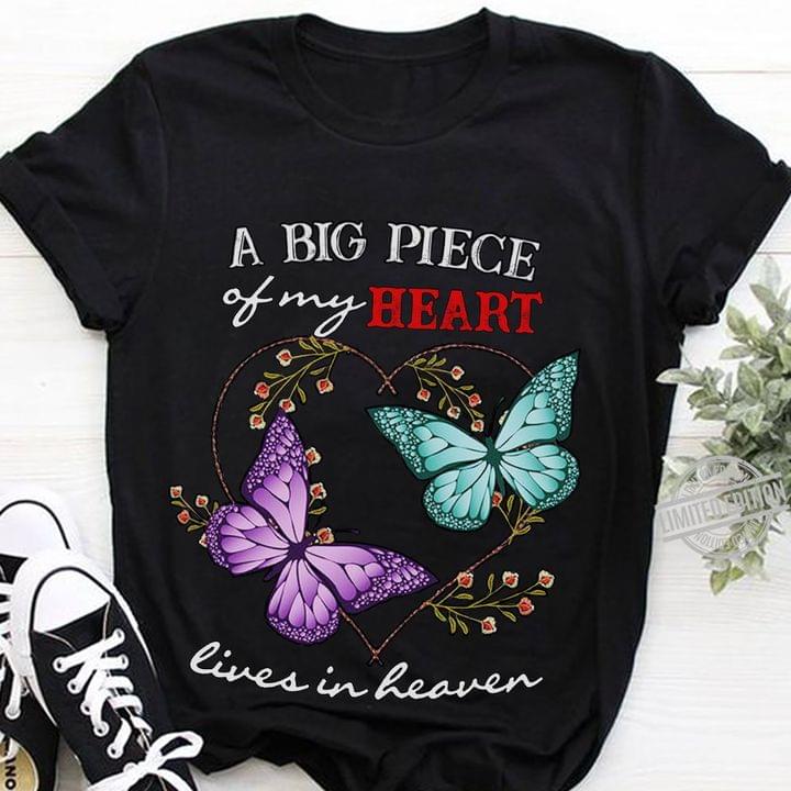 A Big Piece Of My Heart Lives In Heaven Couple Beauty Butterflies Shirt A Big Piece Of My Heart Lives In Heaven Couple Beauty Butterflies Shirt
