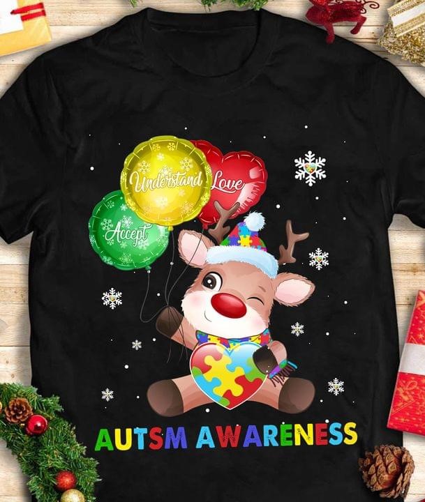 Accept Understand Love Autism Awareness Cartoon Reindeer Christmas Shirt Accept Understand Love Autism Awareness Cartoon Reindeer Christmas Shirt