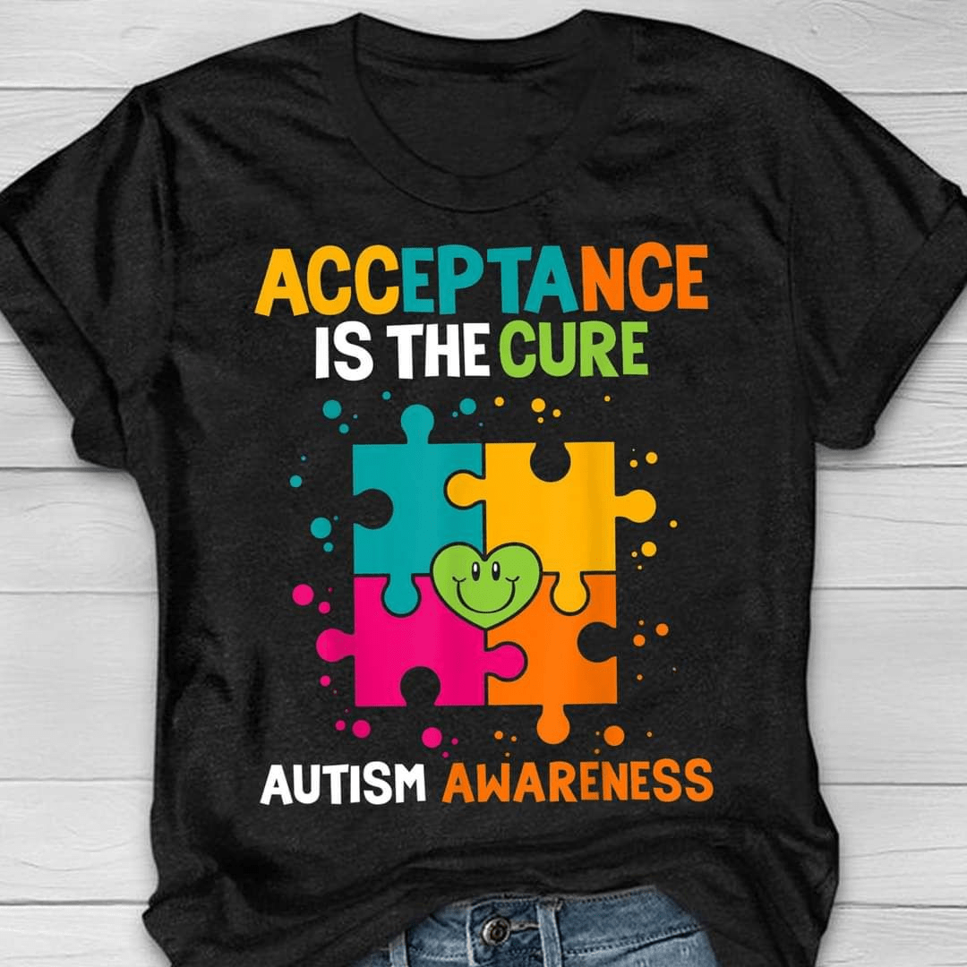 Acceptance is the Cure, Autism Awareness Support T-Shirt Acceptance is the Cure, Autism Awareness Support T-Shirt
