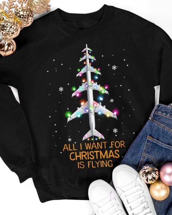 All I Want For Christmas Is Flying Airplane Christmas Tree Shirt All I Want For Christmas Is Flying Airplane Christmas Tree Shirt