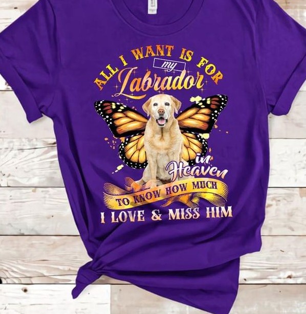 All I Want Is For My Labrador In Heaven To Know How Much I Love & Miss Him Dog Butterfly Shirt All I Want Is For My Labrador In Heaven To Know How Much I Love & Miss Him Dog Butterfly Shirt