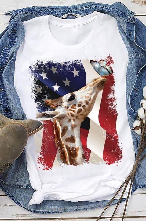 America Flag Giraffe And Butterfly Shirt America Flag Giraffe And Butterfly Shirt