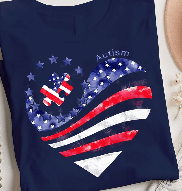 American Autism Support from Heart T-Shirt American Autism Support from Heart T-Shirt