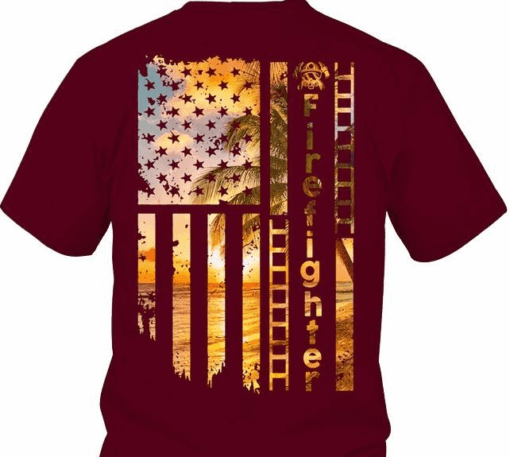 American Firefighter on the Beach Vacation T-Shirt