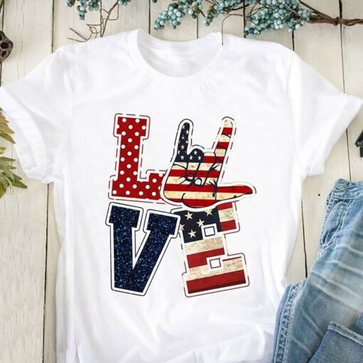 American Love In Peace Simple Shirt