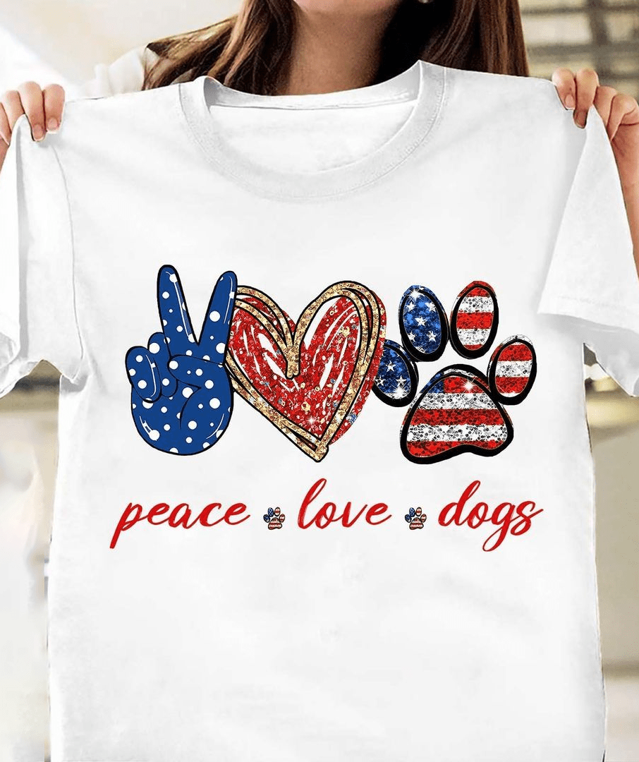 American Peace Love and Dogs T-Shirt American Peace Love and Dogs T-Shirt