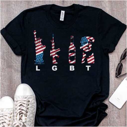 American Style LGBT Liberty Enlightening Gun Beer Trump Shirt
