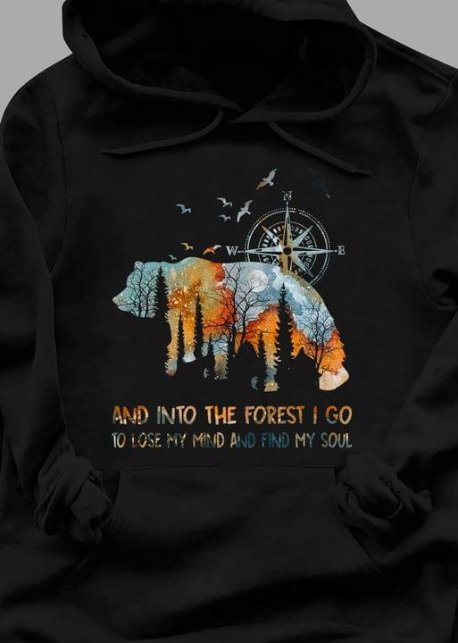 And Into The Forest I Go To Lose My Mind And Find My Soul Landscape Bear Compass Birds Shirt And Into The Forest I Go To Lose My Mind And Find My Soul Landscape Bear Compass Birds Shirt