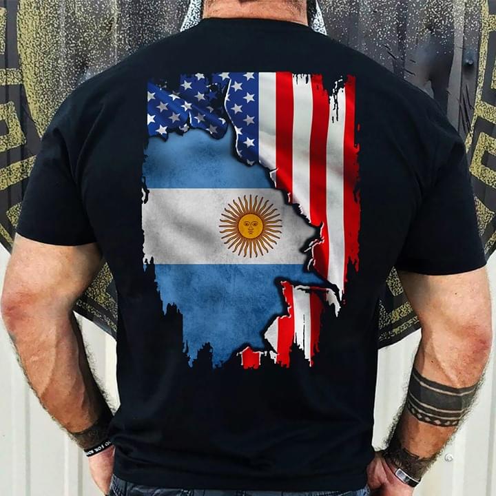 Argentina Inside United States Flag Shirt (Back Side) Argentina Inside United States Flag Shirt (Back Side)
