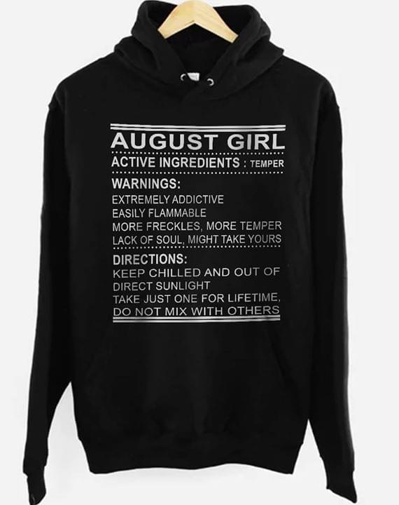 August Girl Active Ingredient Temper Warnings Shirt August Girl Active Ingredient Temper Warnings Shirt