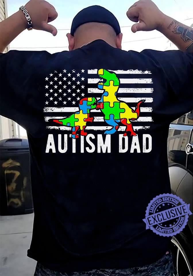 Autism Dad Family Colorful Dinosaur Flag Of America Shirt Autism Dad Family Colorful Dinosaur Flag Of America Shirt
