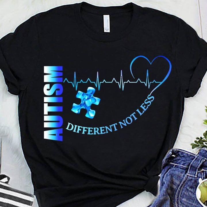 Autism Different Not Less Puzzle Heart Beat Shirt Autism Different Not Less Puzzle Heart Beat Shirt